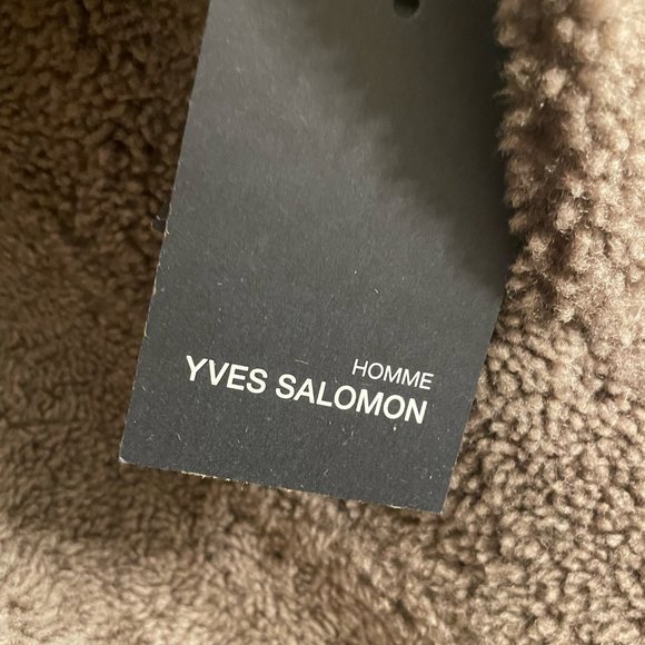 Yves Salomon Brown Suede Merino Shearling Hooded Zip Jacket Men's 48 50 - Picture 6 of 9